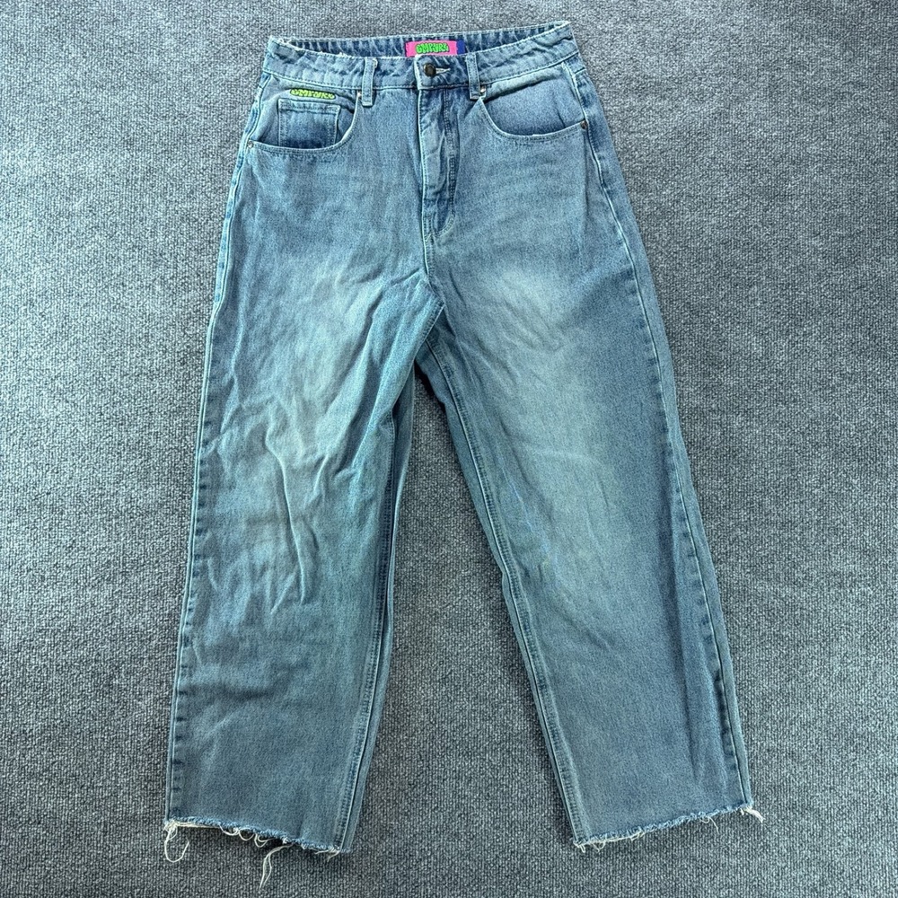 Empyre Loose Fit Light Wash Jeans Raw Hem Blue Womens 29 x 26 Skate Style